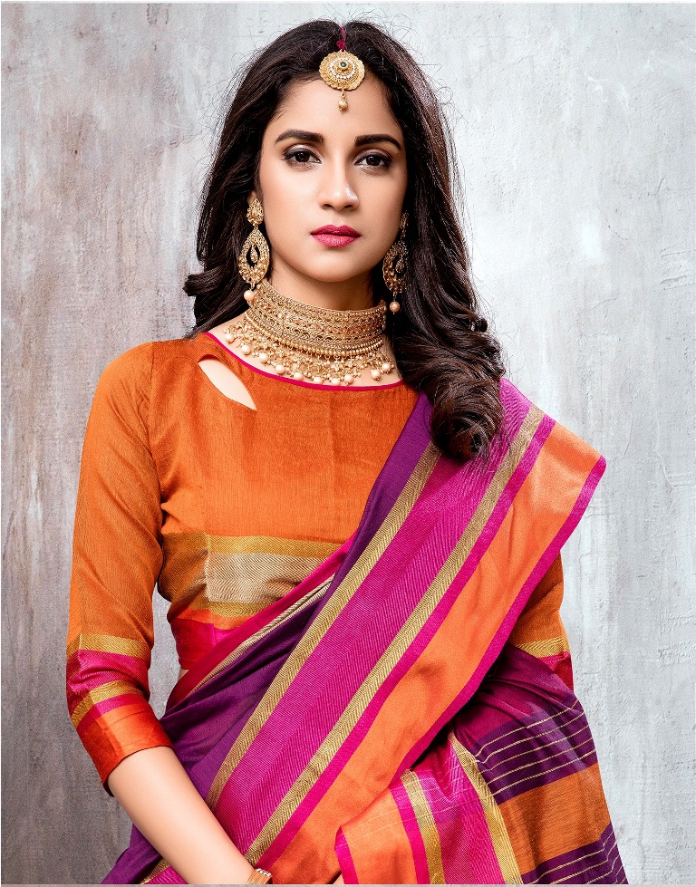 HEAVY MULTI COLOUR COTTON SILK SAREE 