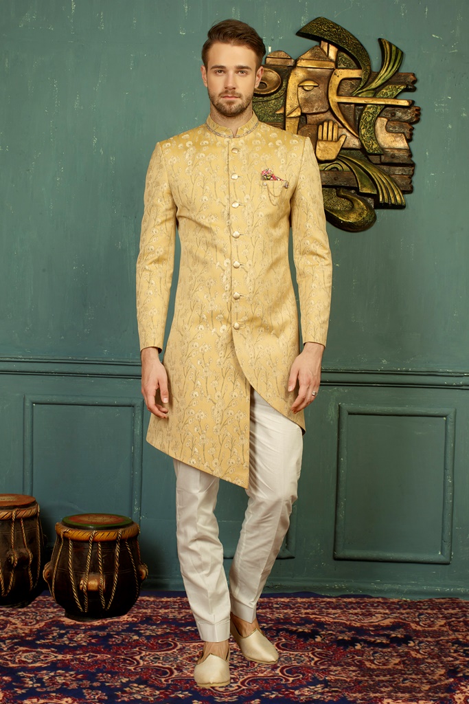 Men nawabi Cotton Indo Western Gold