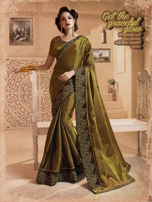 Embroidered chaina silk saree 