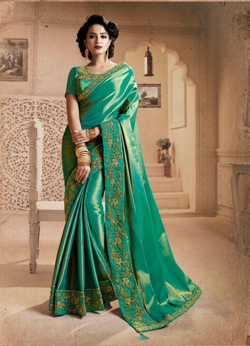 Embroidered chaina silk saree 