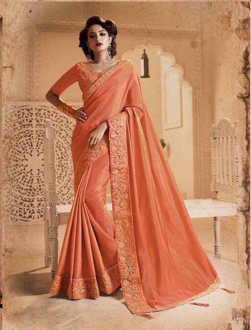 Embroidered chaina silk saree 