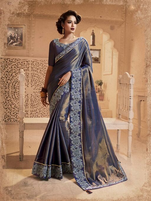 Embroidered chaina silk saree 