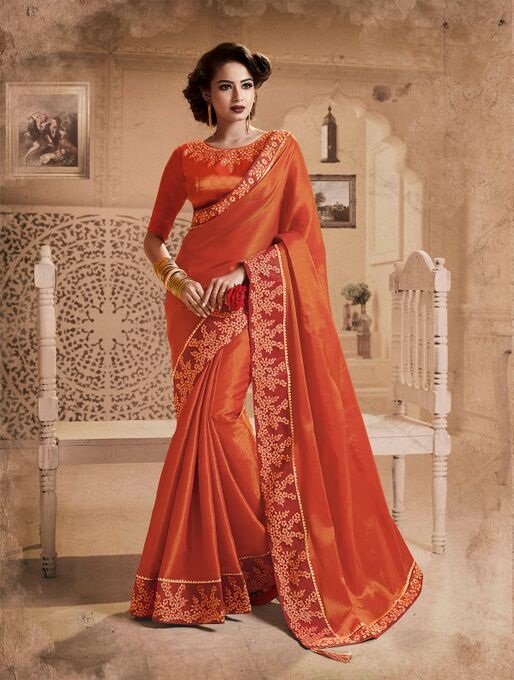 Embroidered chaina silk saree 