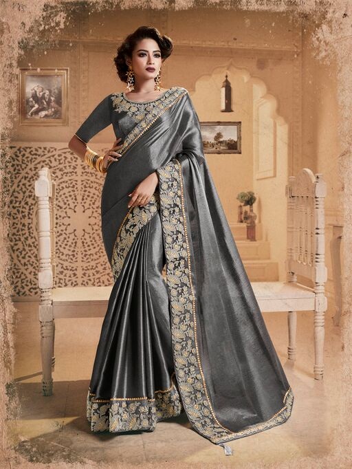 Embroidered chaina silk saree 