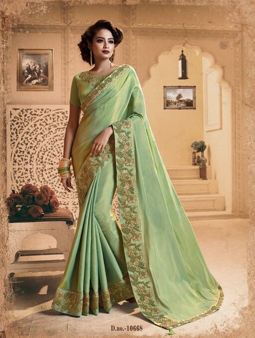 Embroidered chaina silk saree 