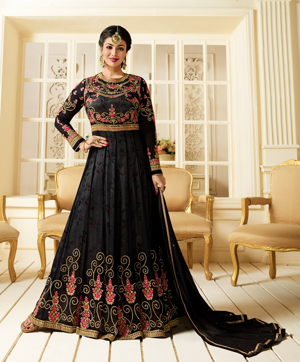 Partywear Georgette Light Black Kameez