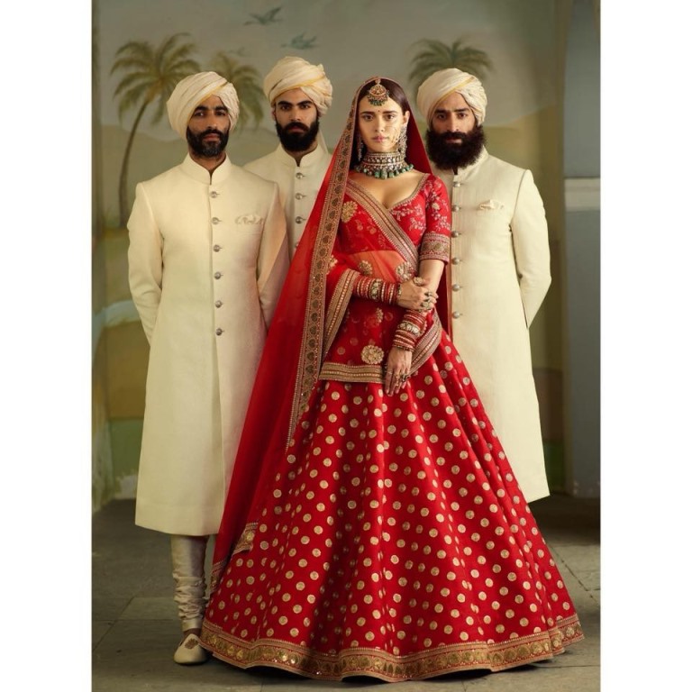 Wedding Embroidery Red Malbari silk Bridal Lahengha