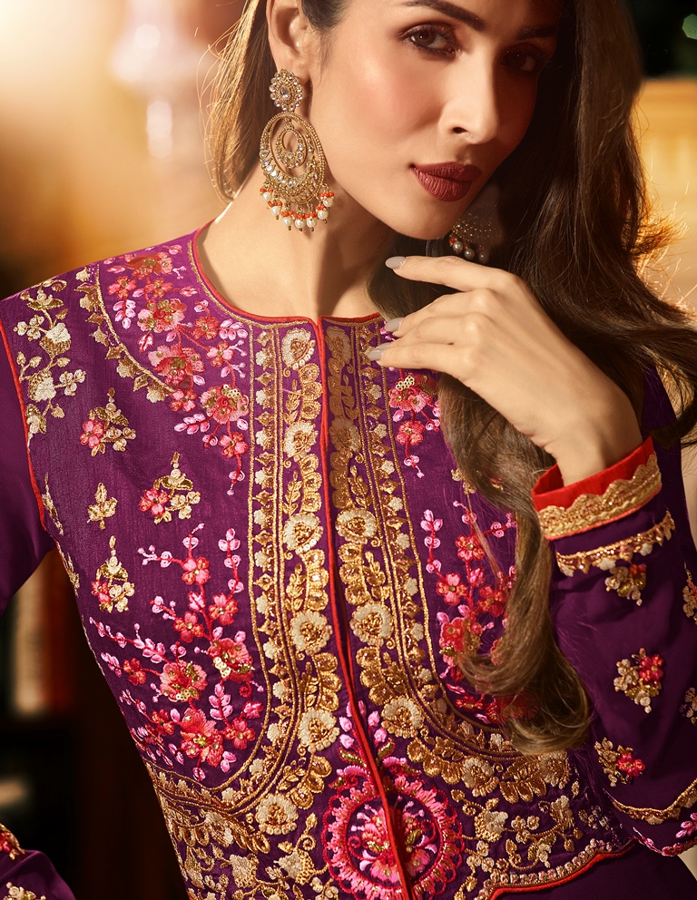 Designer Malaika purple Kameez