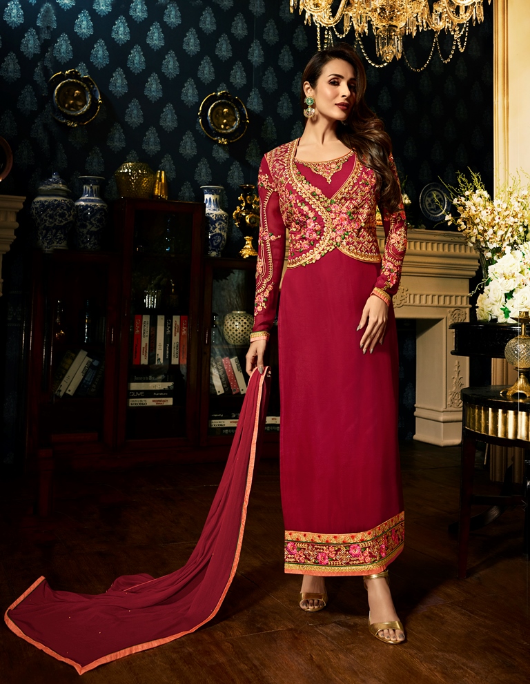 Designer Malaika Red Kameez