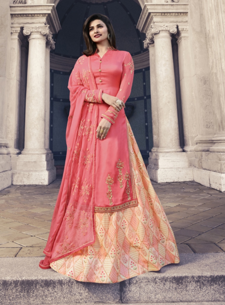 Georgette Satin Kameez Pink color