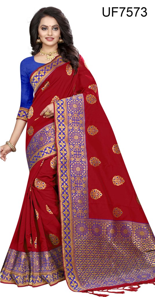 Party ware real weaving art silk saree 