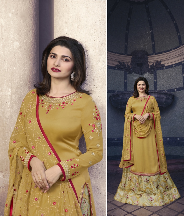 Georgette Satin Kameez & Mustard Color