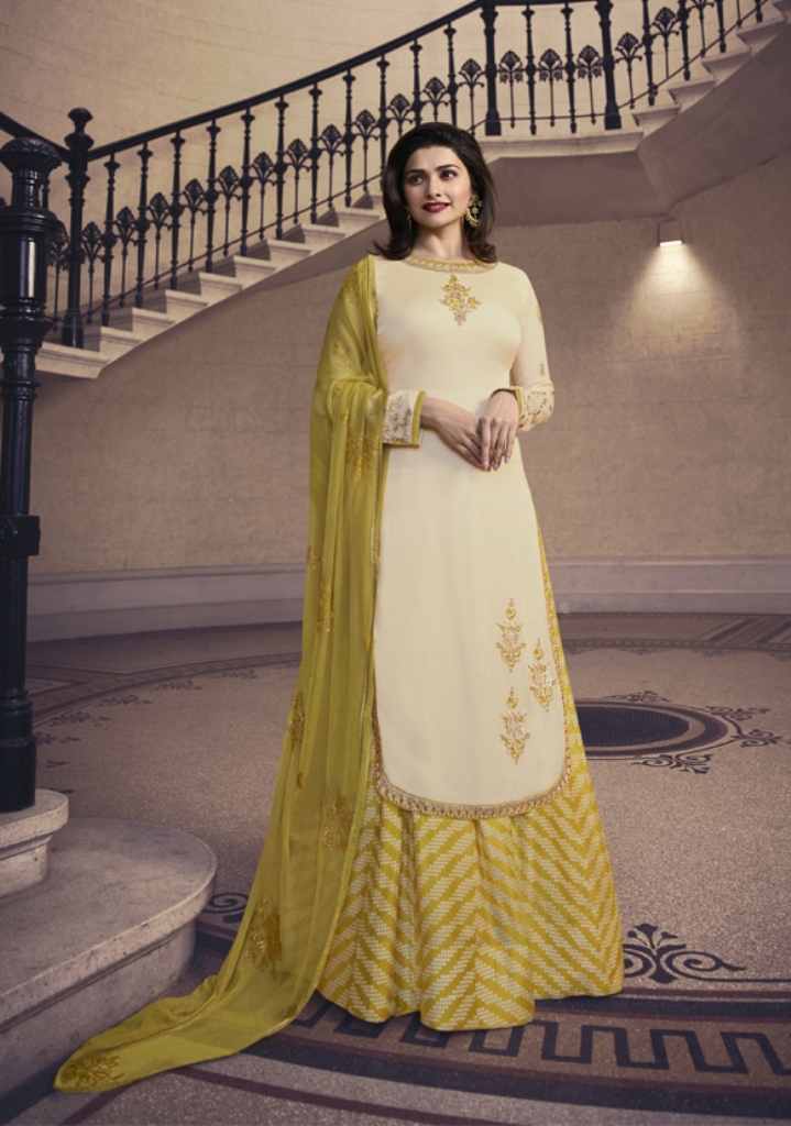 Georgette Satin Kameez Cream Color