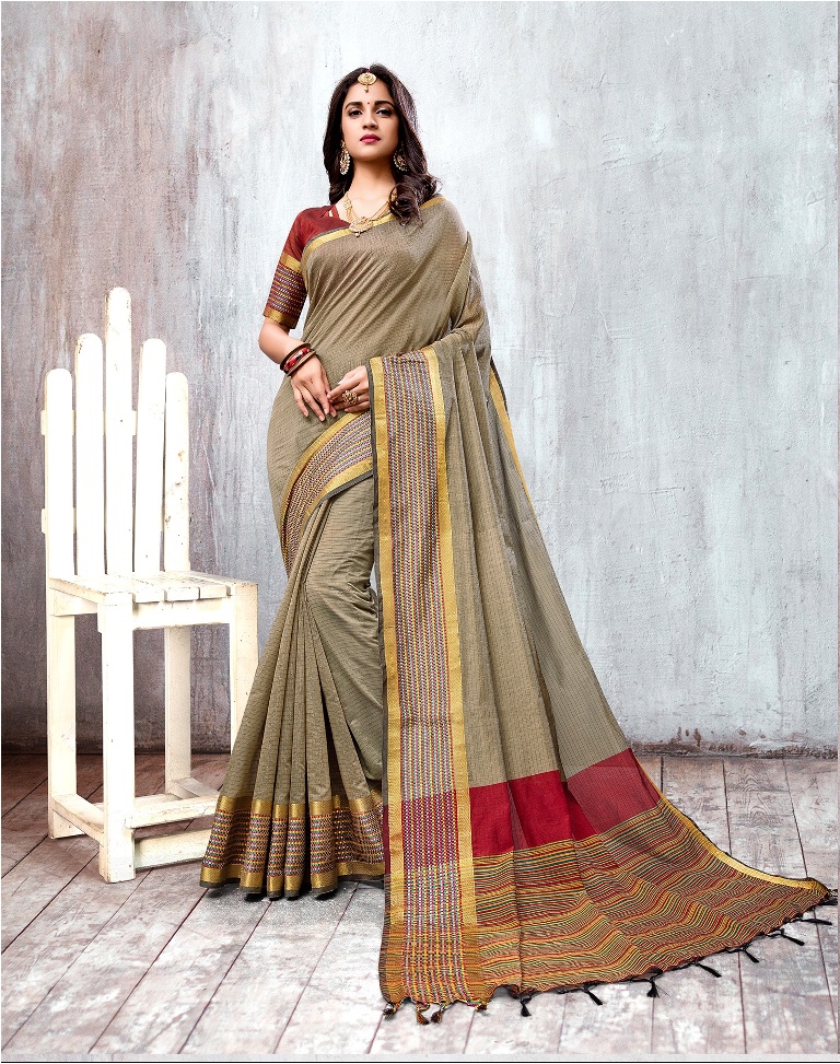 HEAVY MULTI COLOUR COTTON SILK SAREE 