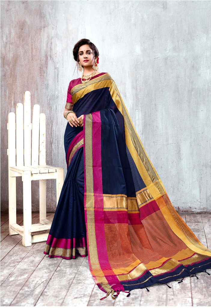 HEAVY MULTI COLOUR COTTON SILK SAREE 