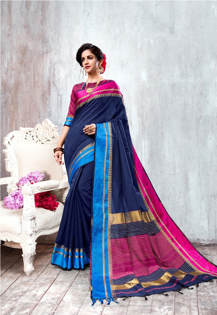 HEAVY MULTI COLOUR COTTON SILK SAREE 