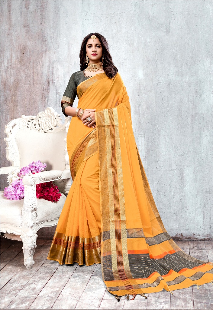 HEAVY MULTI COLOUR COTTON SILK SAREE 