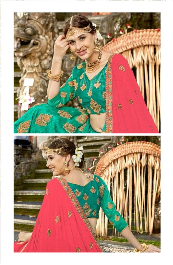 HEAVY MULTI ZARI EMBRODIERY AND DAIMOND WITH EMBRODIERED LEHNGA SHUT