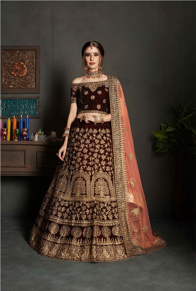 Latest Bridal Heavy Designer Lehenga Choli In Maroon