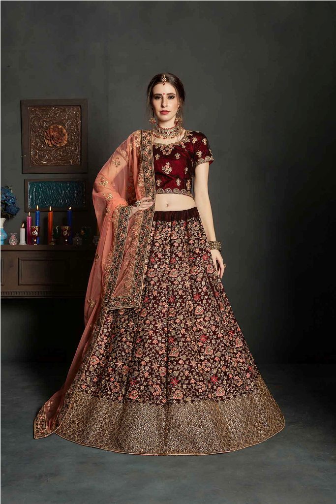 Latest Bridal Heavy Designer Lehenga Choli In Maroon