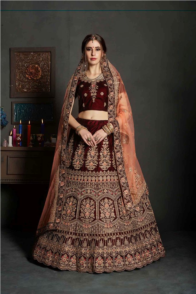 Latest Bridal Heavy Designer Lehenga Choli In Maroon