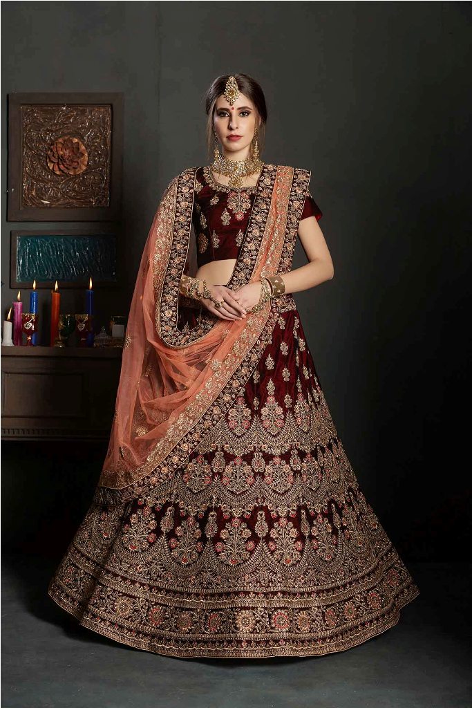 Latest Bridal Heavy Designer Lehenga Choli In Maroon