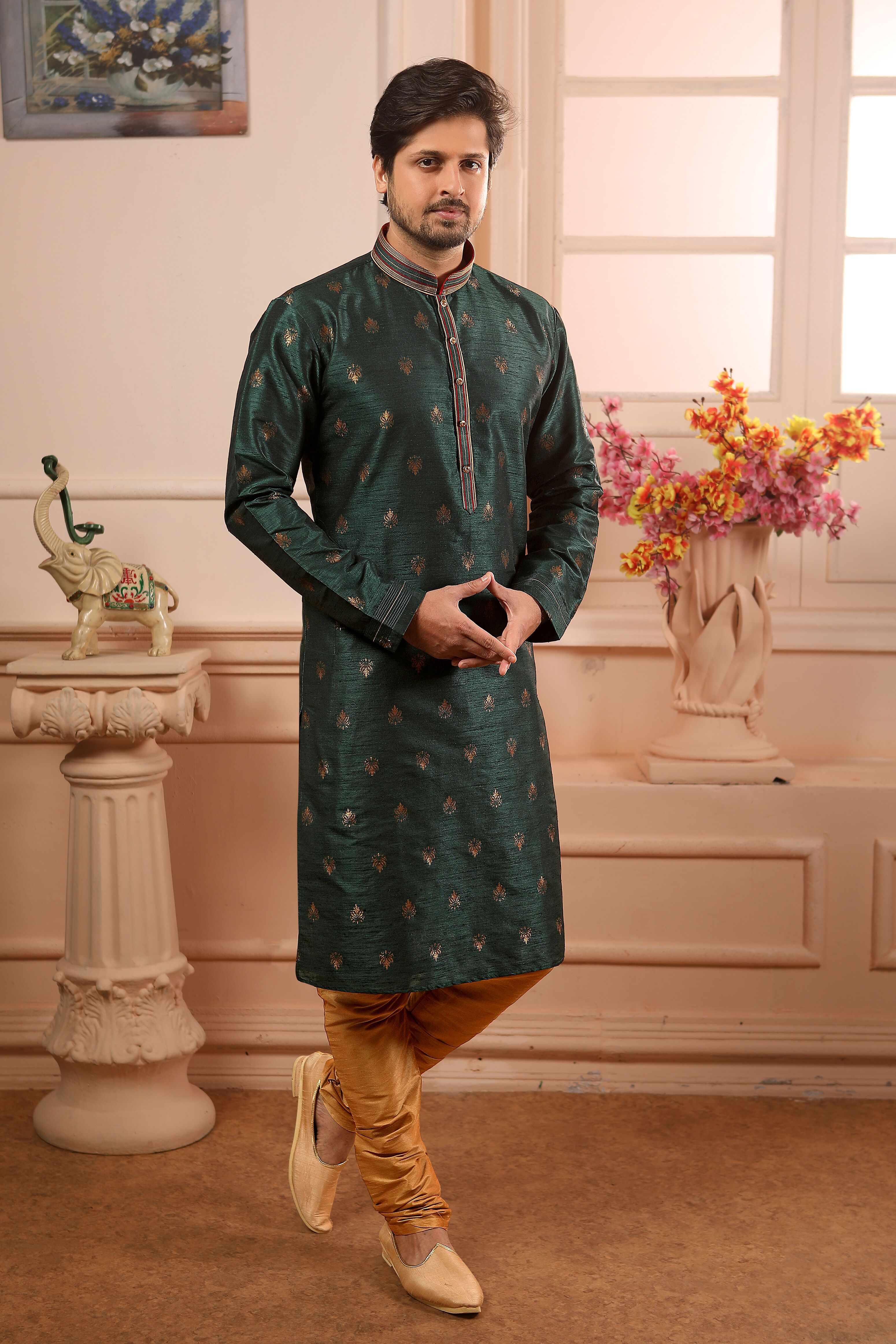 Partywear jaqurd Silk Brocade febric shut 