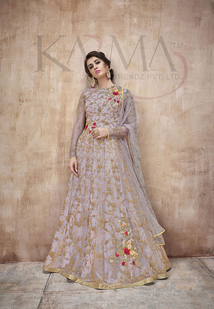Flaunt Your Rich And Rich And Elegant Taste Wearing This Designer Heavy Floor Length Suit