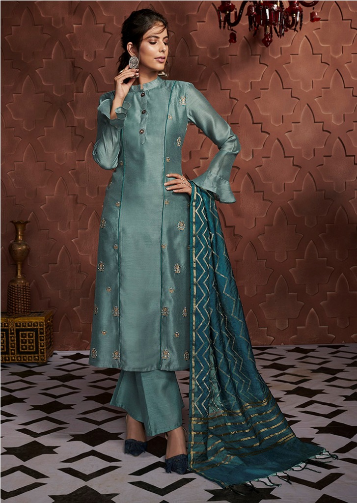 Flaunt Your Rich And Elegant Taste Wearing This Designer Readymade Suit