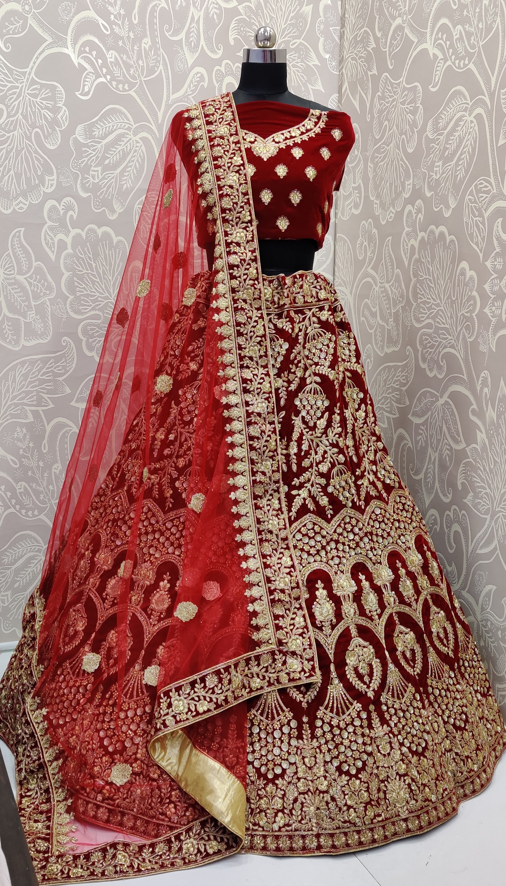 This Beautiful Heavy Lehenga Choli Is Fabricated On Velvet Paired With Net Fabricated Dupatta