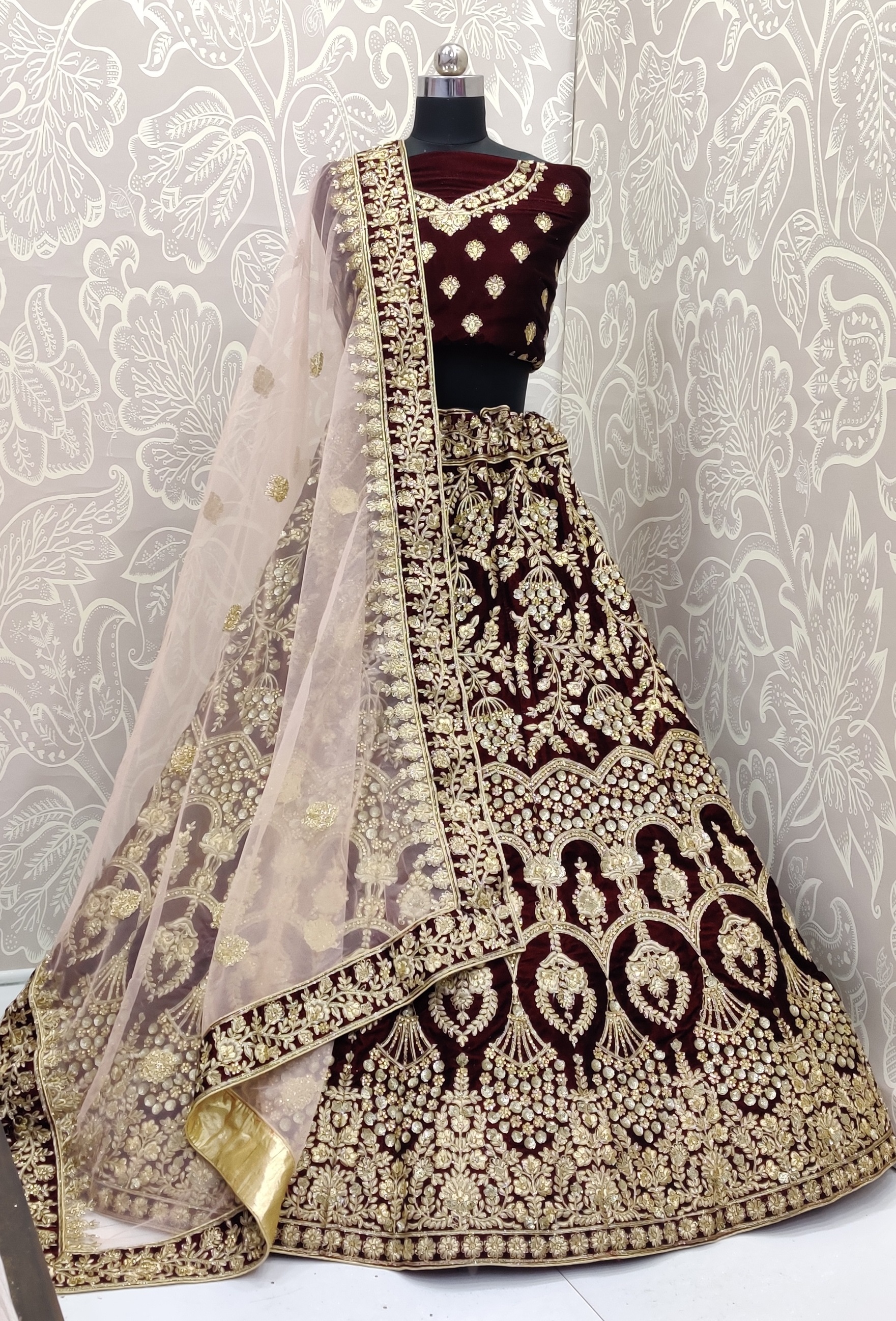 This Beautiful Heavy Lehenga Choli Is Fabricated On Velvet Paired With Net Fabricated Dupatta