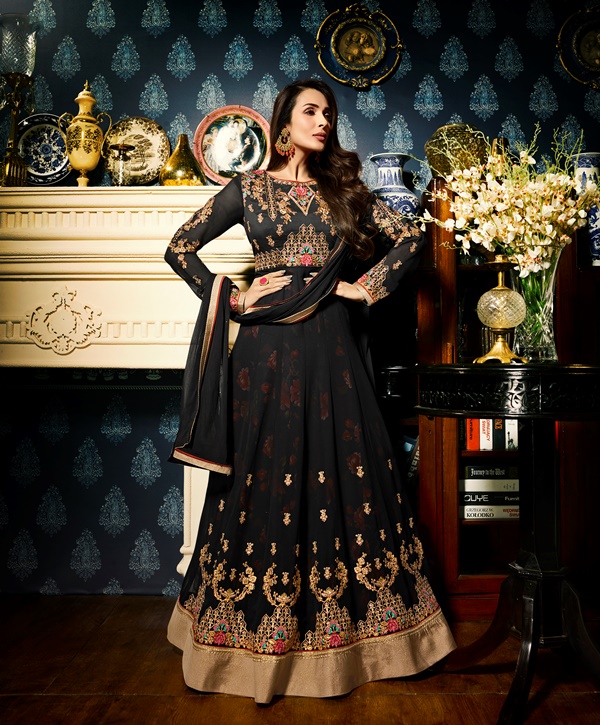 Faux Georgette Black Long Salwar Suit