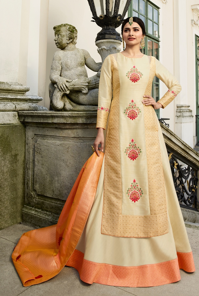 Silk Kameez Cream Color