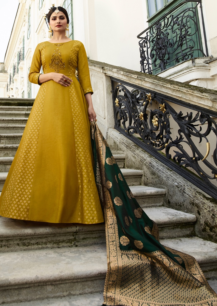 Silk Kameez Mustard Color