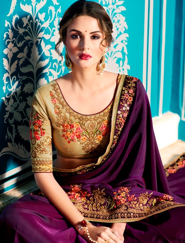 Heavy Barfi Silk Saree Wine Color