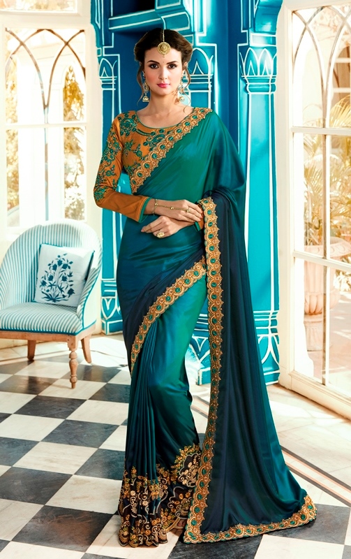 Heavy Silk Saree Blue Color