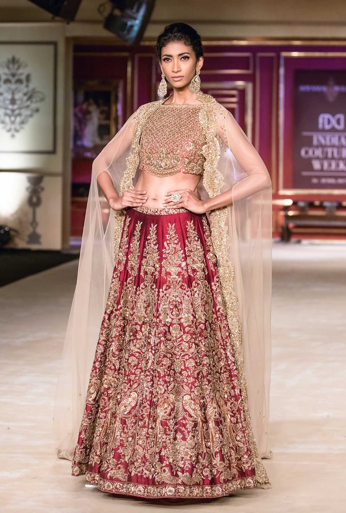 Wedding Embroidery Cherry Red Malai Satin Bridal Lahengha