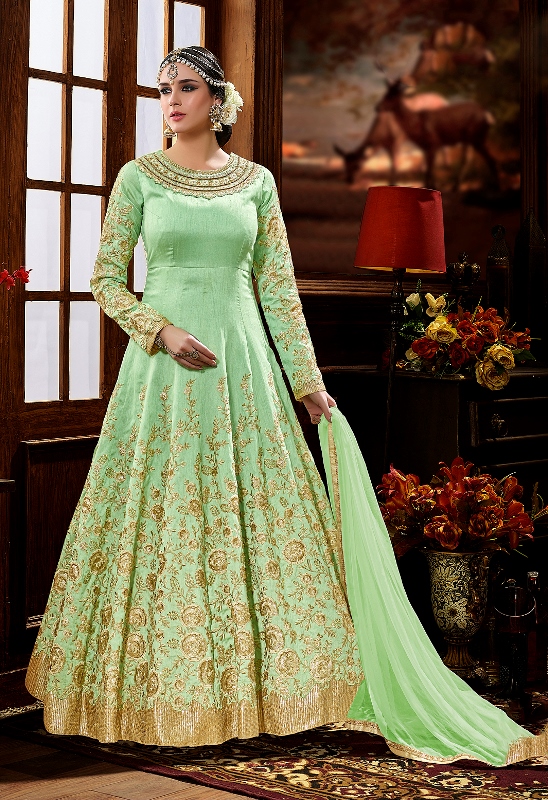 Beautiful Designer Suit In Pastel Green