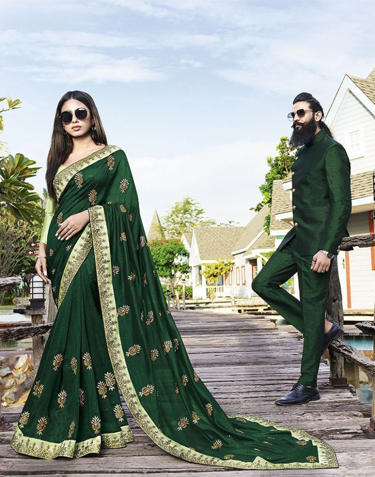 Shine Bright Wearing This Attractive Looking Heavy Designer Saree