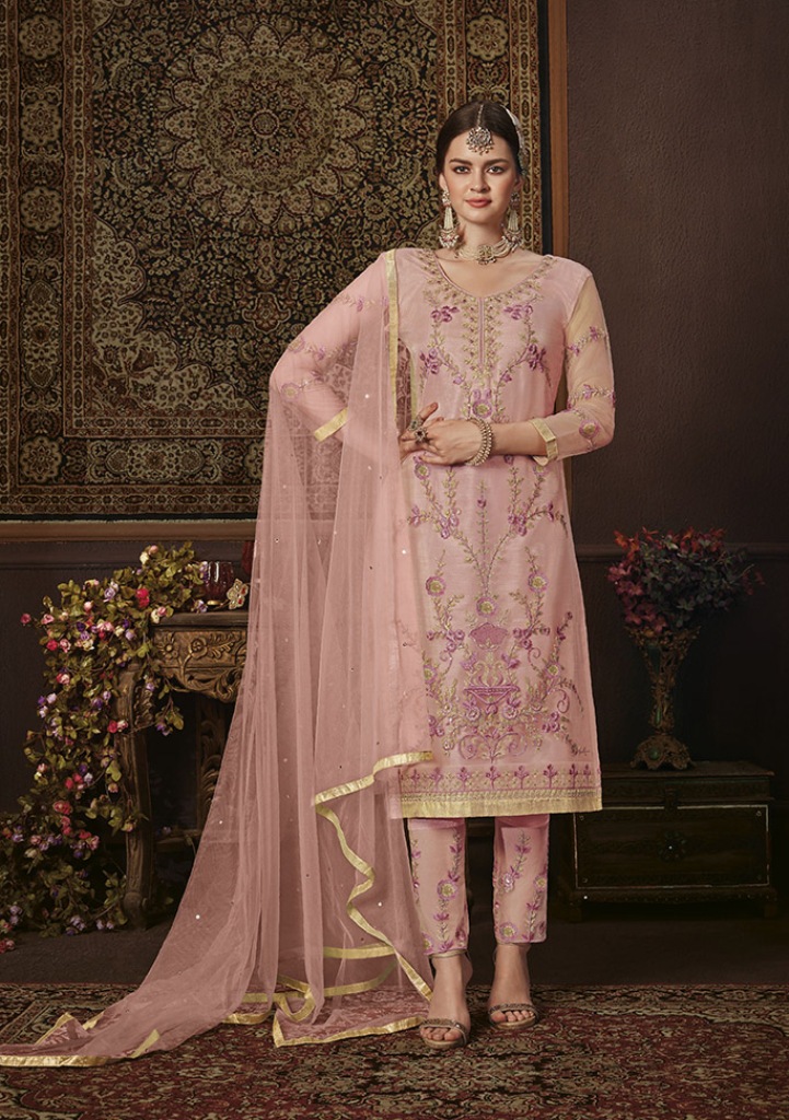 This Season Is About Subtle Shades And Pastel Play; So Grab This Heavy Designer Straight Suit