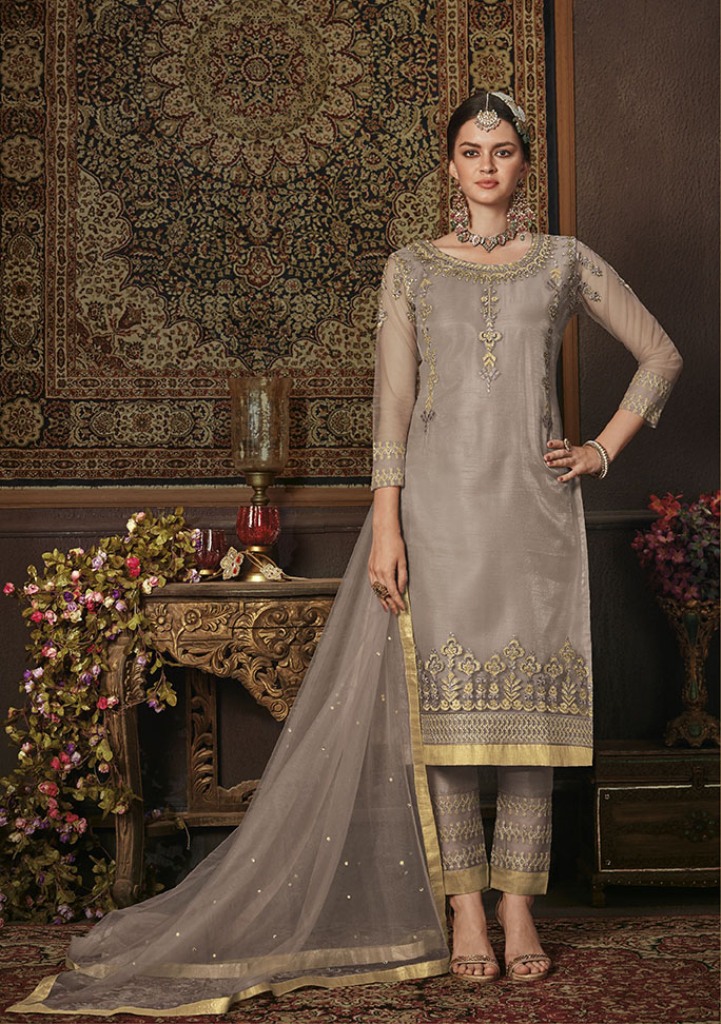 This Season Is About Subtle Shades And Pastel Play; So Grab This Heavy Designer Straight Suit