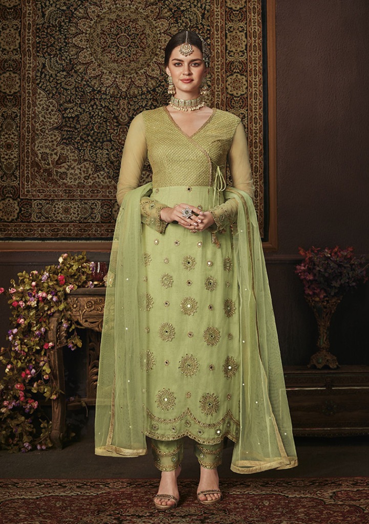 Shaded Green Georgette Anarkali Lehenga Style Designer Suit | Lehenga,  Lehenga style, Green lehenga